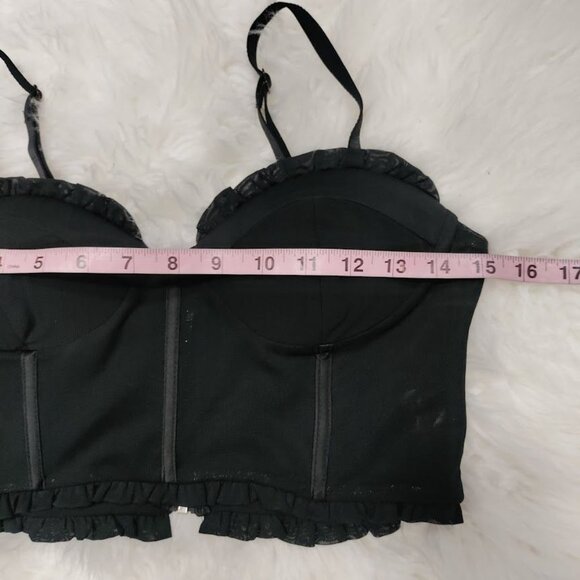 Superdown Black Ruffled Oaklynn Bustier Spaghetti Straps & Back Zipper Closure M - Picture 5 of 7